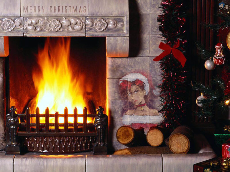 Anime Character on Fireplace