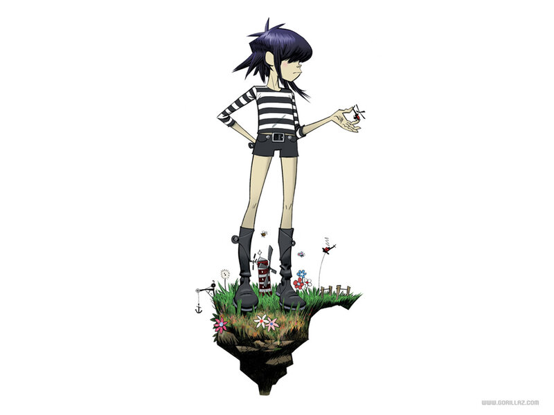 Anime Character on Floating Island — Black