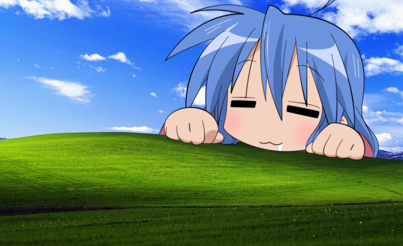 anime character on grassy hill