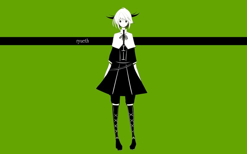 Anime character on green background
