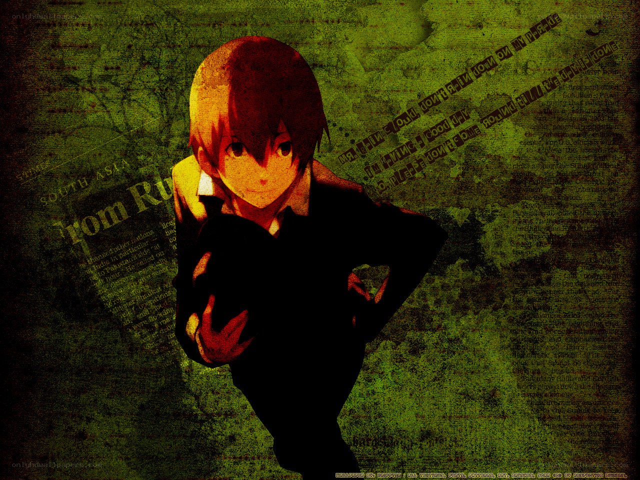 anime character on green background