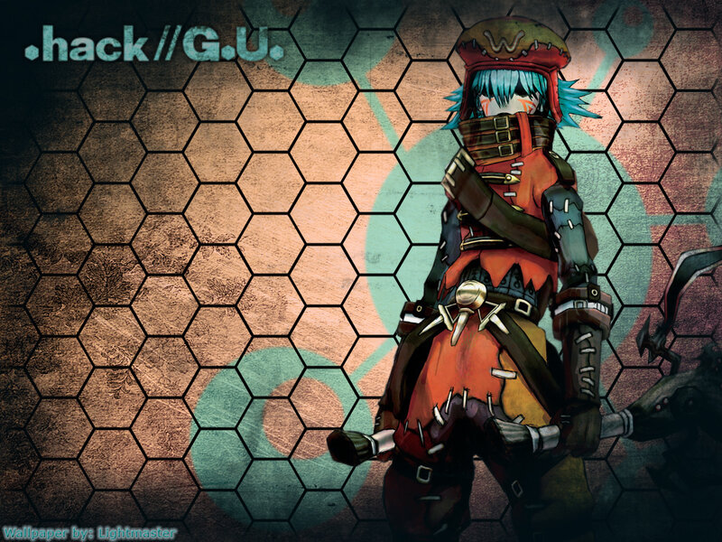 anime character on hexagonal background