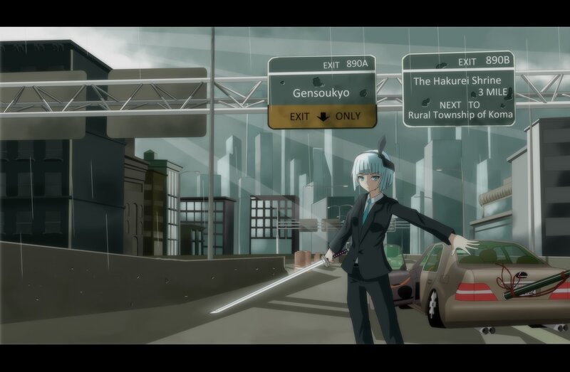 Anime character on highway