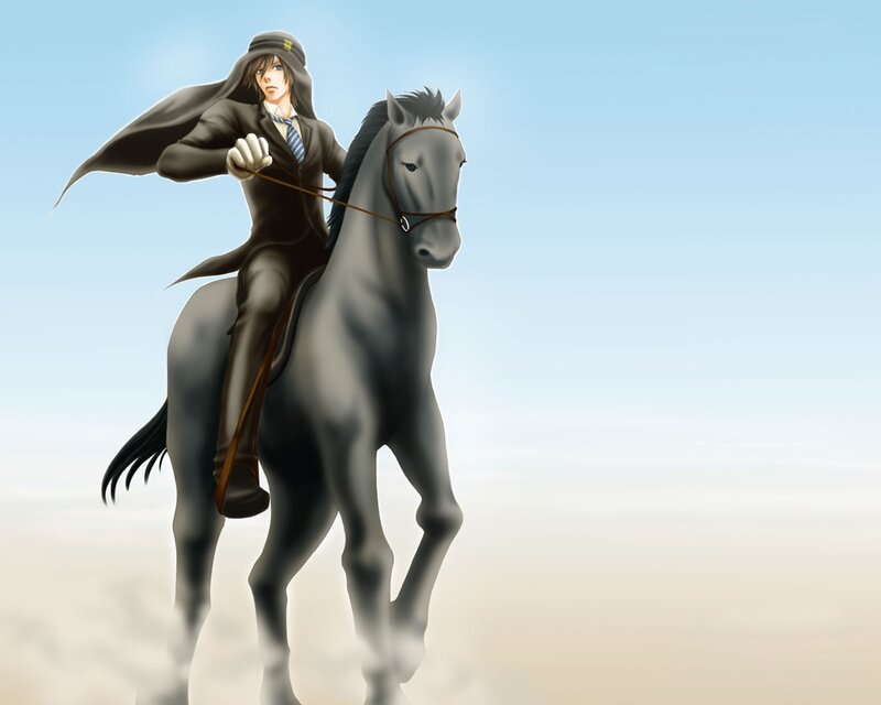 Anime Character on Horse — Gray