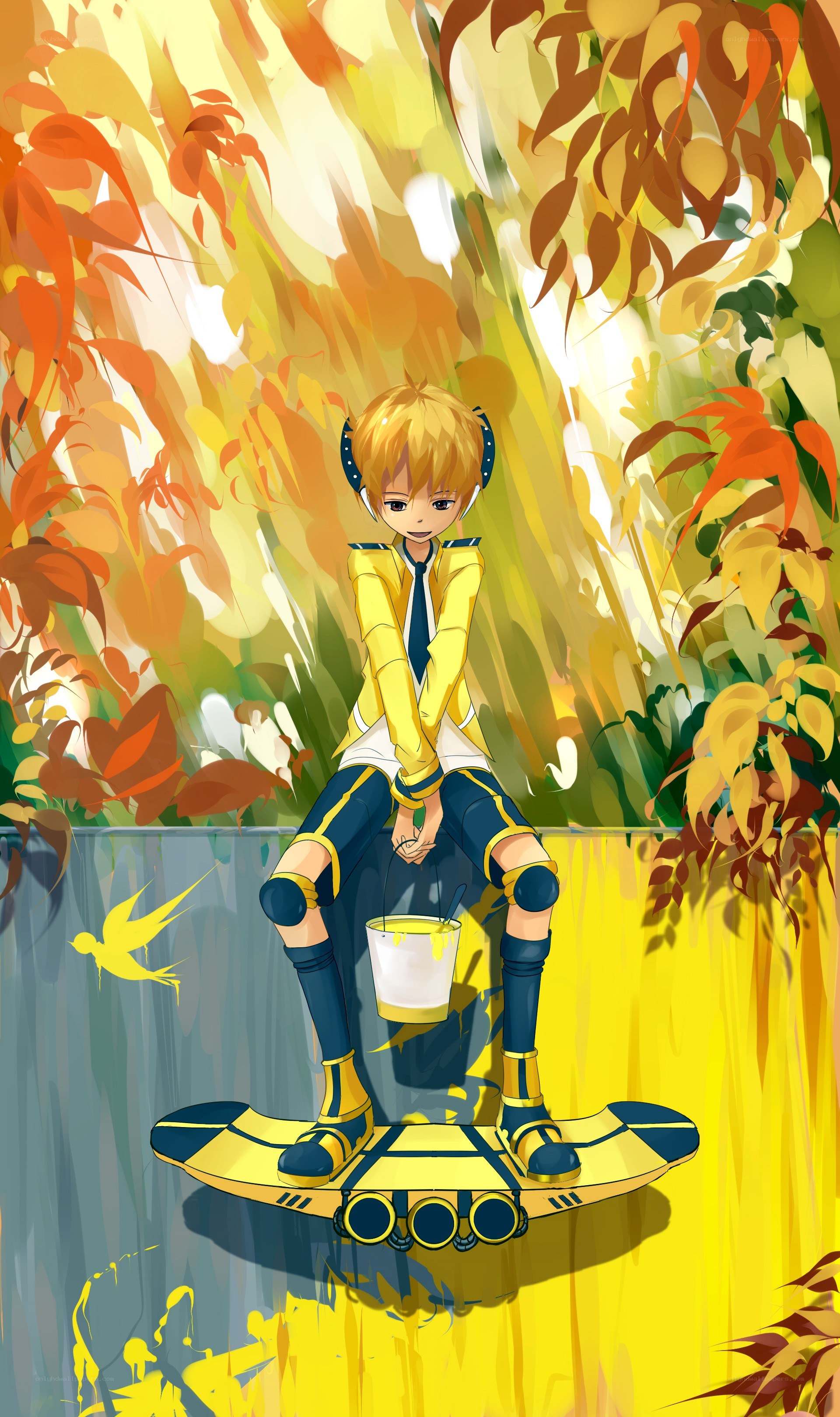 Anime character on hoverboard