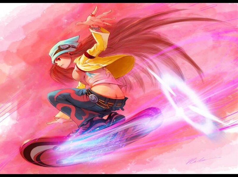 Anime Character on Hoverboard — Pink