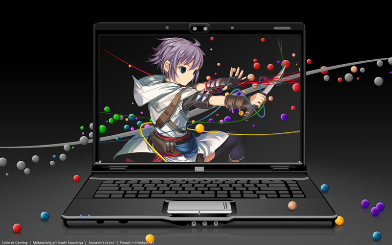 Anime character on laptop screen