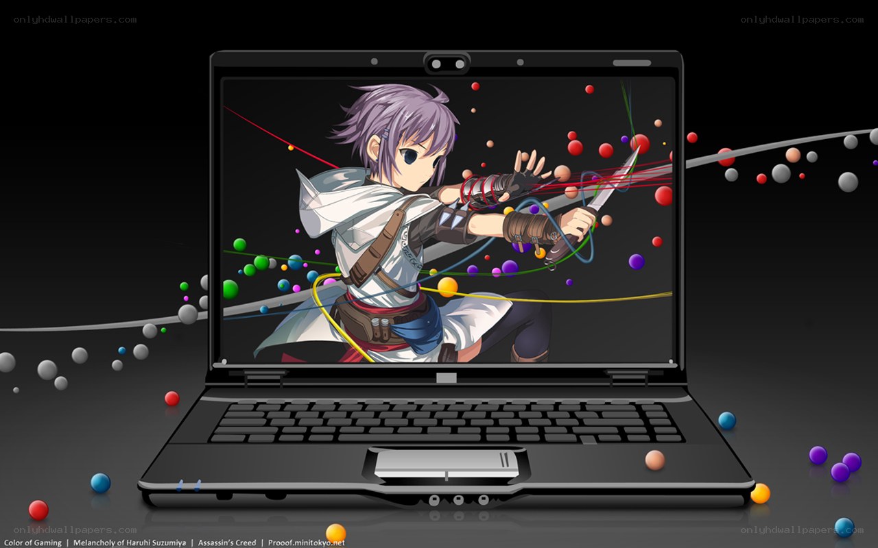 Anime character on laptop screen
