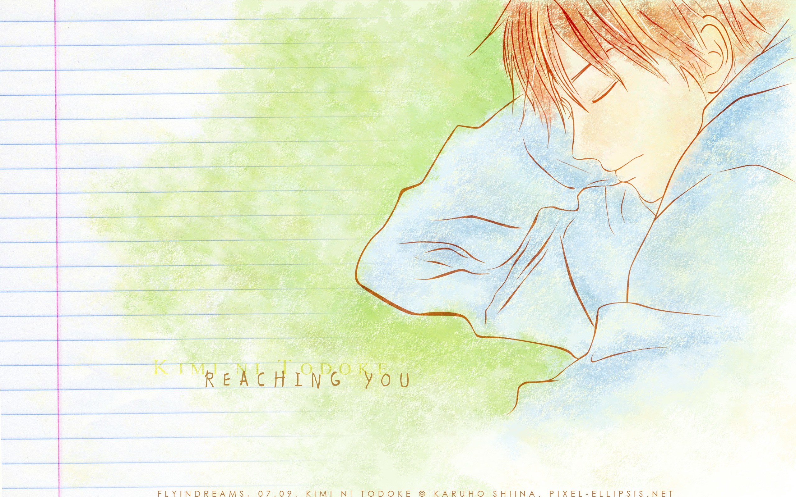 Anime character on lined paper