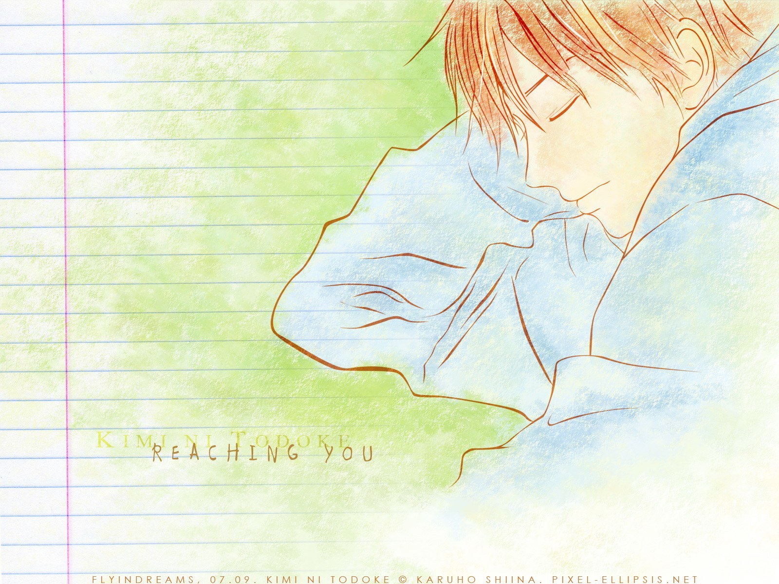 Anime character on lined paper