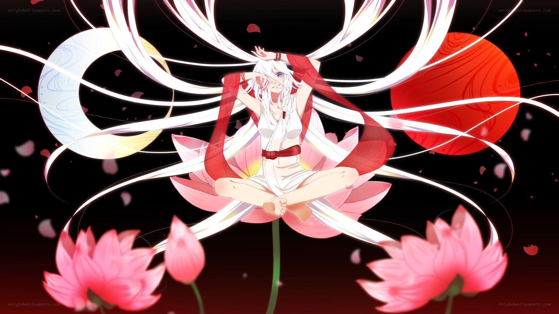 Anime character on lotus flower
