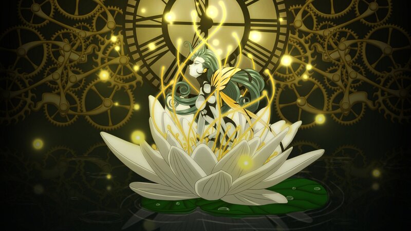 Anime Character on Lotus — White, Serene