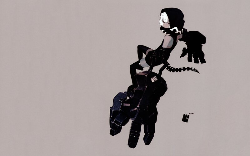 Anime Character on Mech — Black, Dramatic