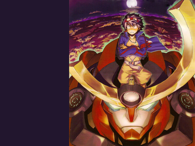 Anime character on mecha robot