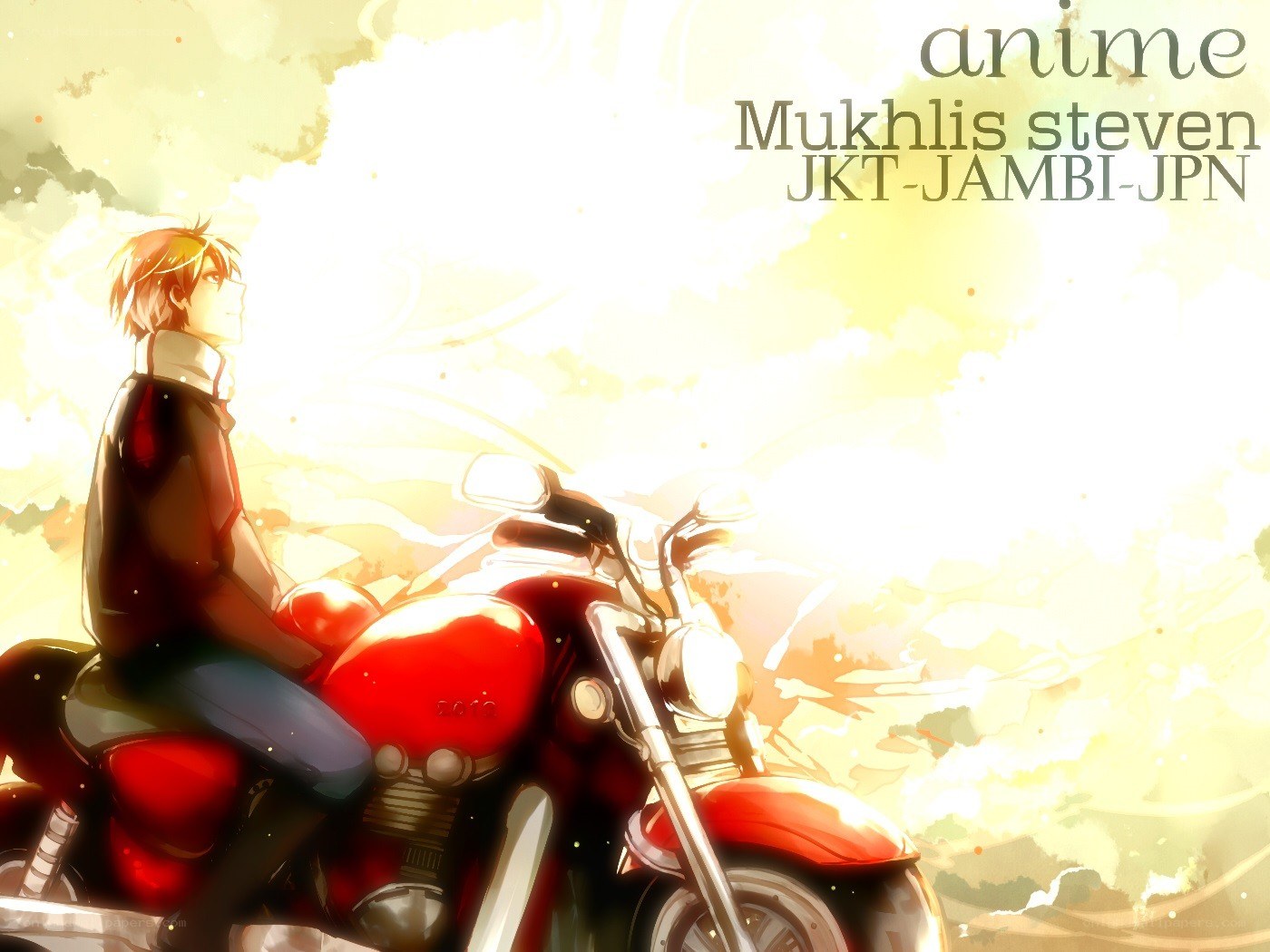 anime character on motorcycle