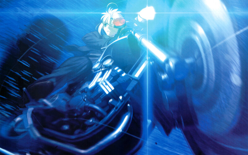 anime character on motorcycle