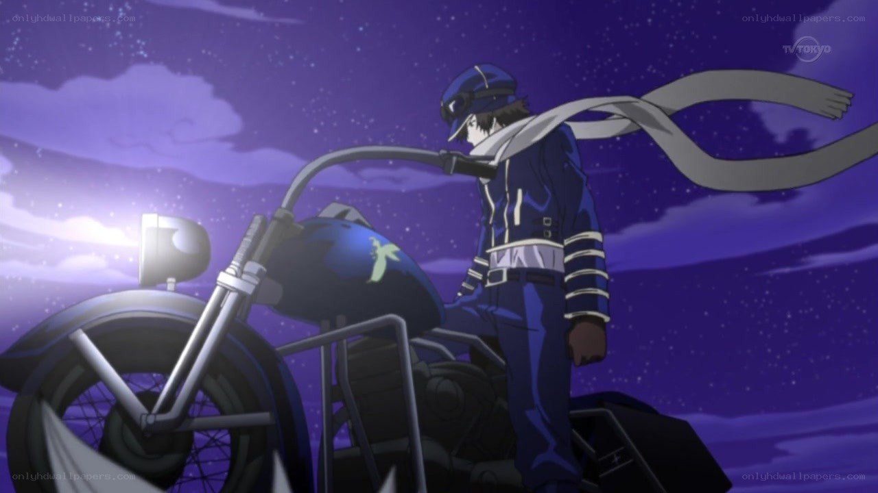 anime character on motorcycle