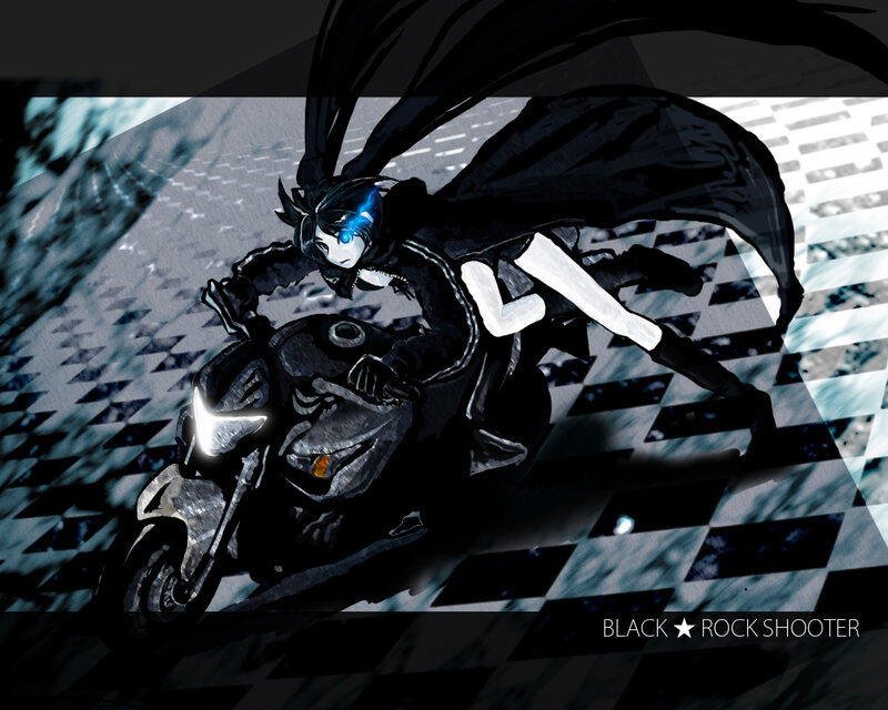 Anime Character on Motorcycle — Black
