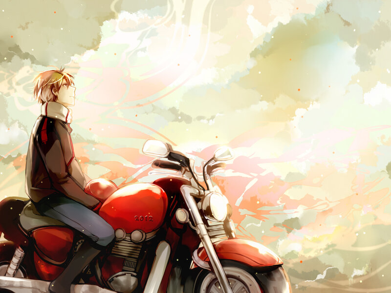 Anime Character on Motorcycle — Red