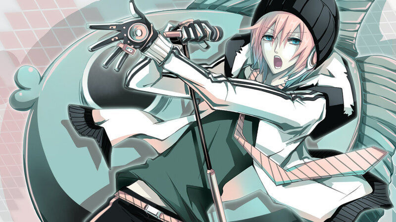Anime Character on Motorcycle — White, Dynamic
