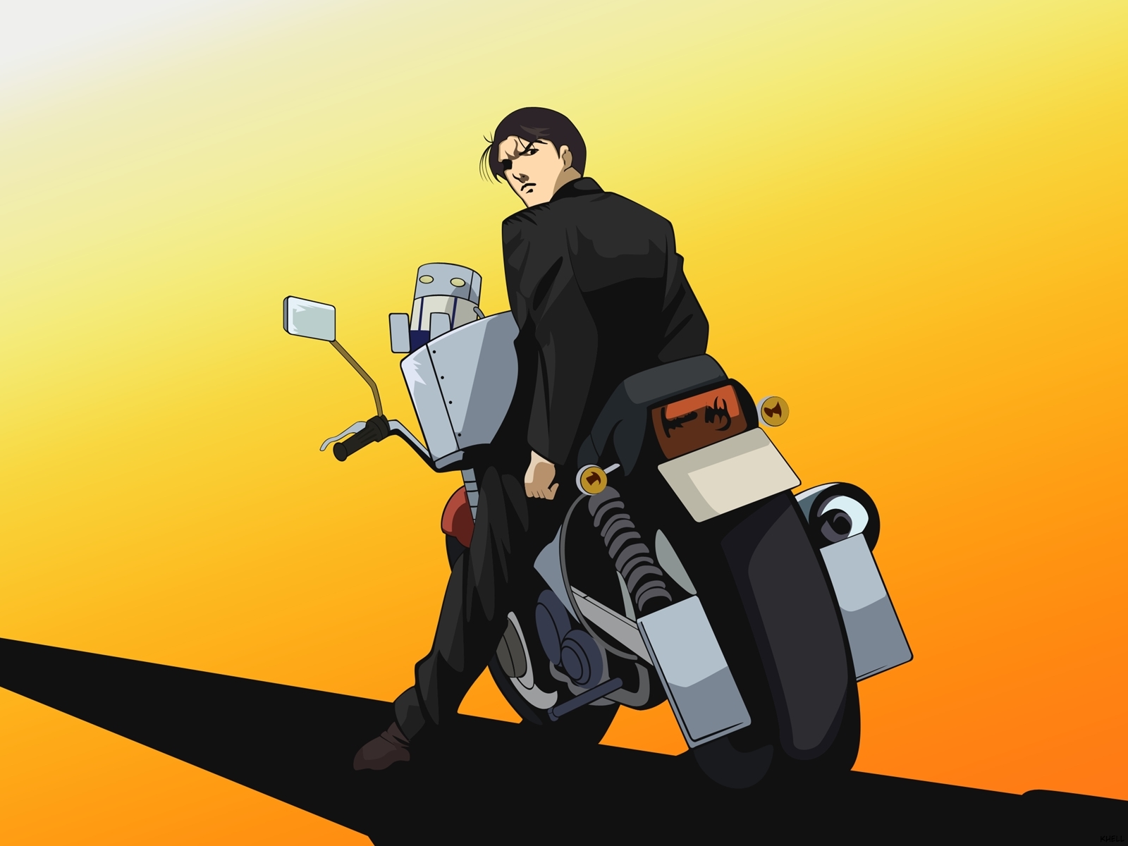 anime character on motorcycle