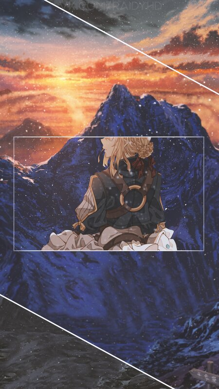 Anime Character on Mountain — Blue