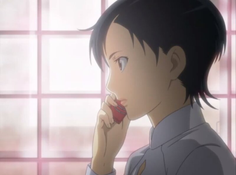 Anime Character on Phone — Gray