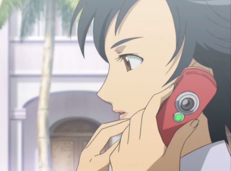 Anime Character on Phone — Red