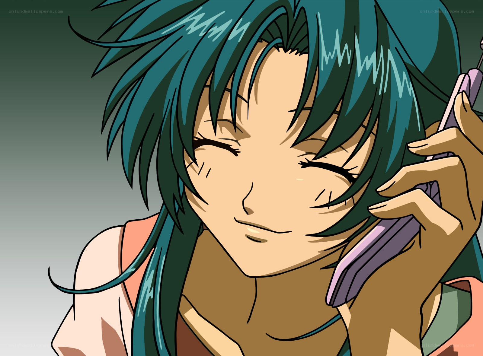 anime character on phone
