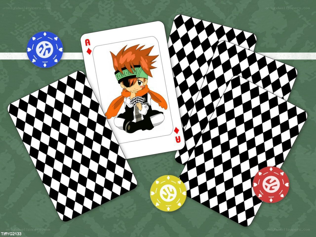 anime character on playing cards