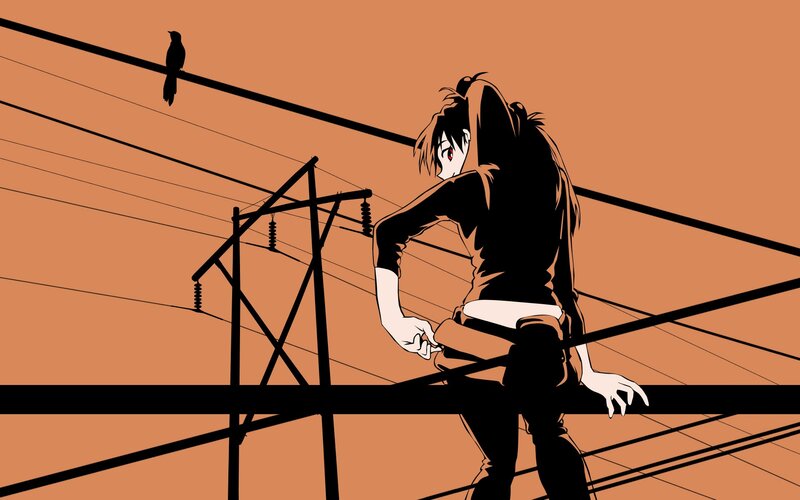 Anime Character on Power Lines — Orange