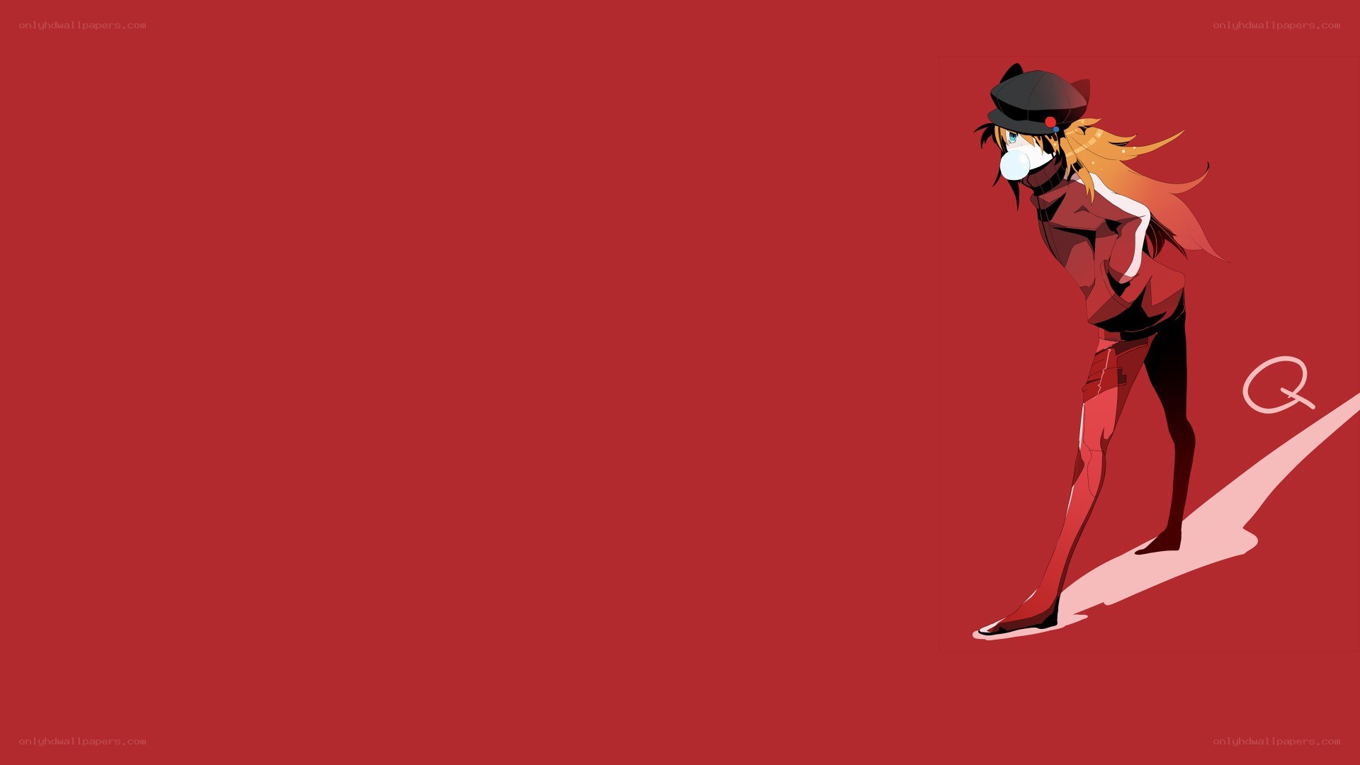 anime character on red background