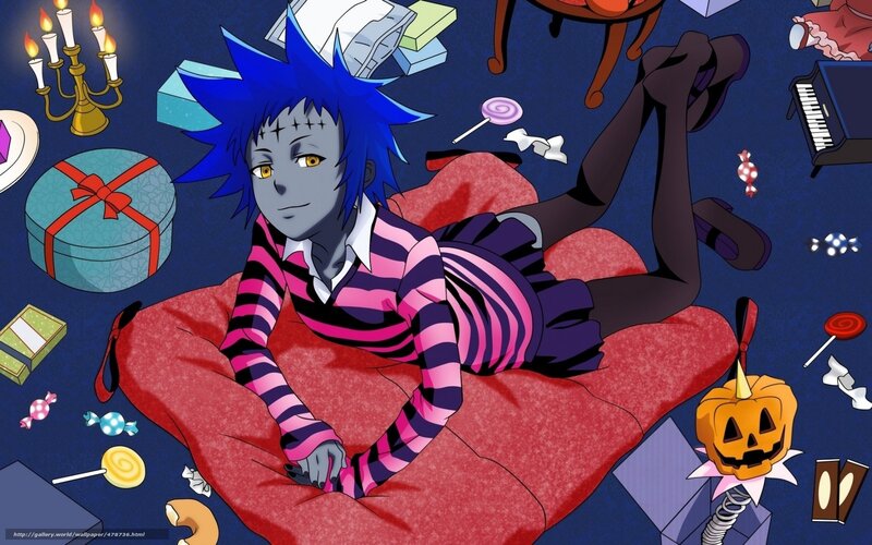 anime character on red cushion