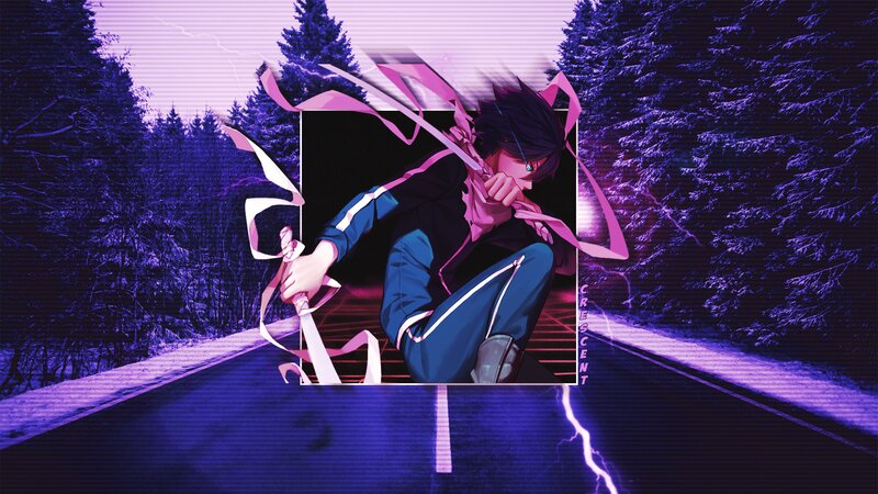 Anime Character on Road — Purple