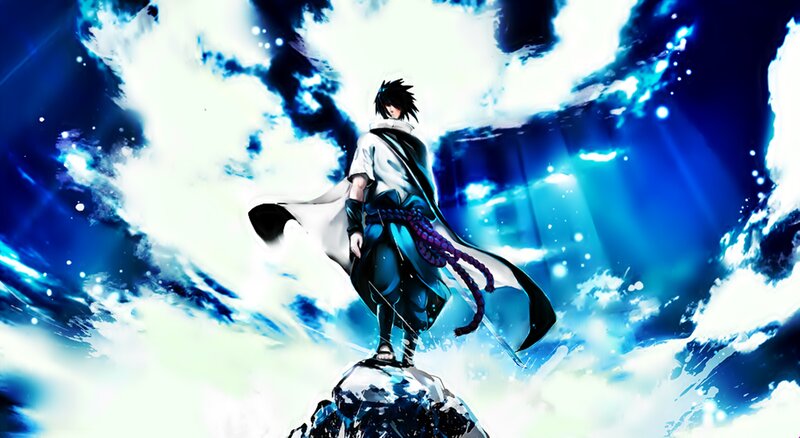 Anime Character on Rock — Blue