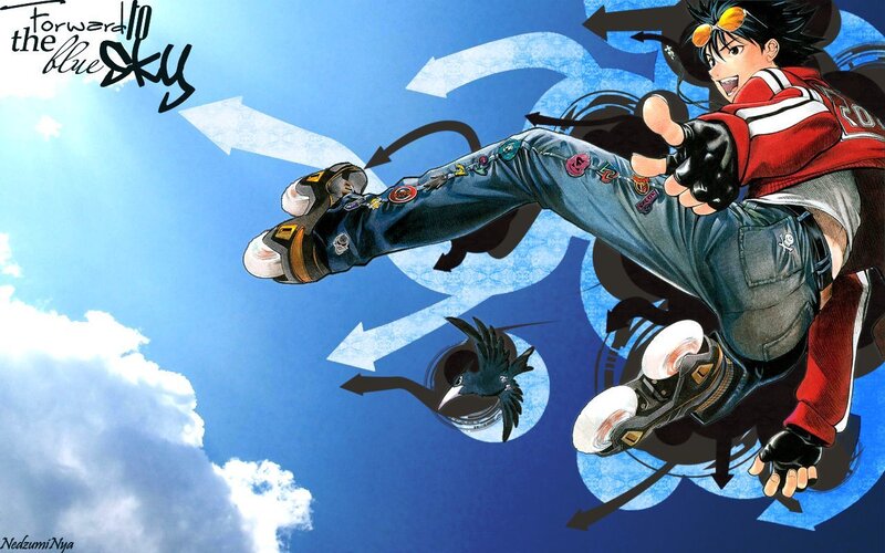 Anime Character on Roller Skates — Blue