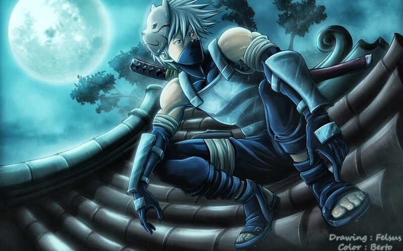Anime Character on Roof — Blue