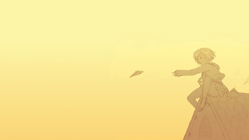 Anime Character on Roof — Yellow