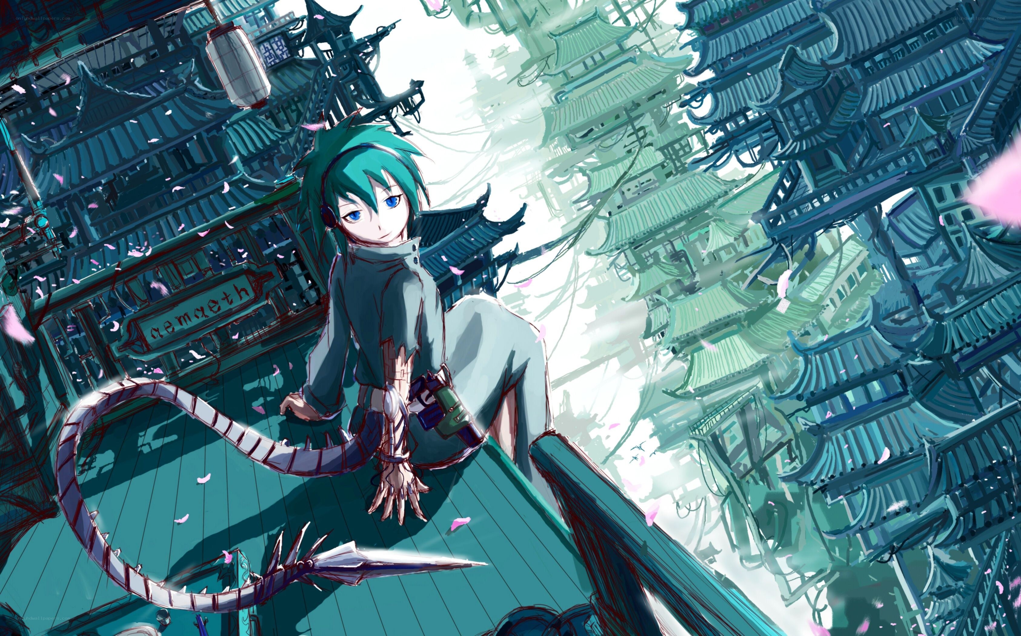 anime character on rooftop
