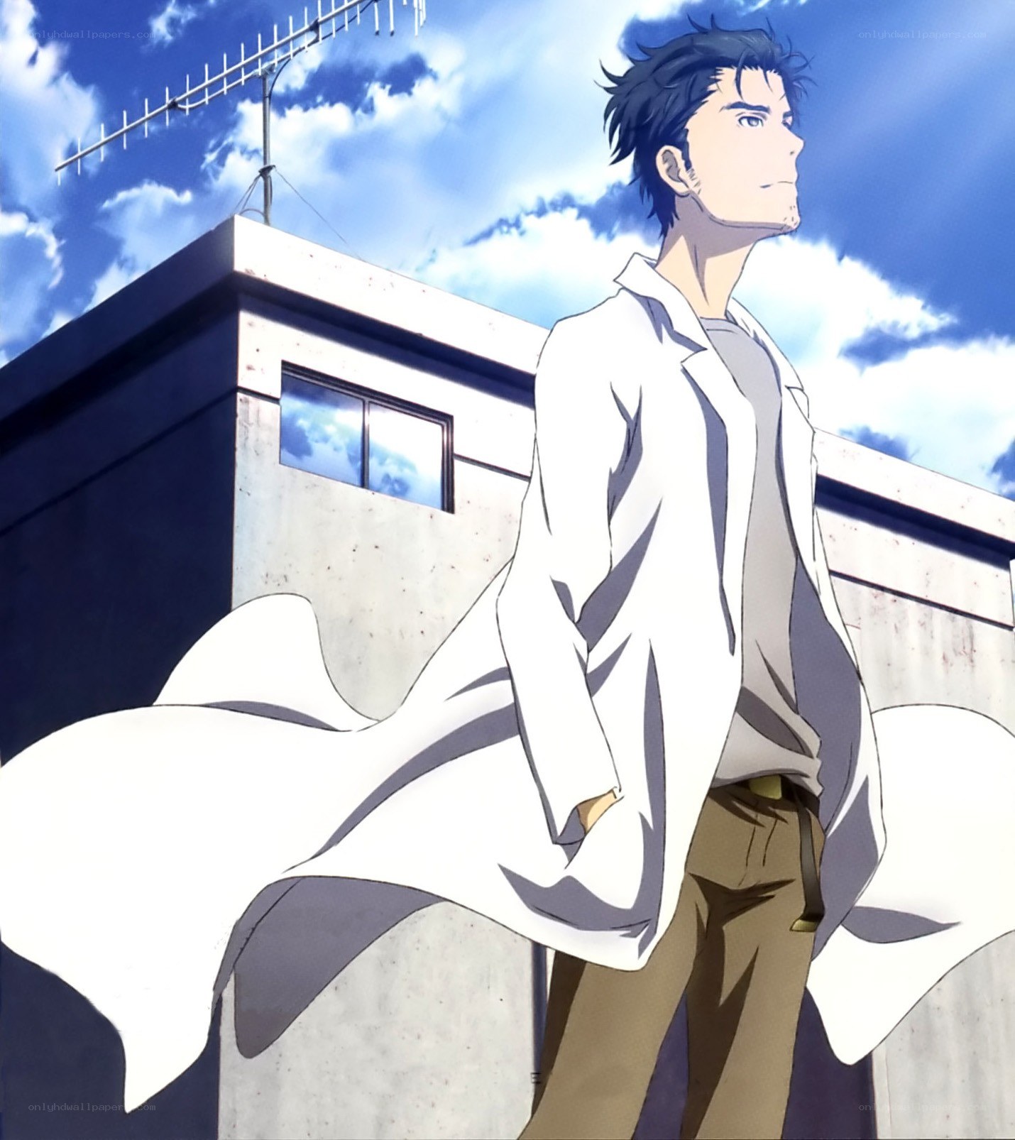 anime character on rooftop