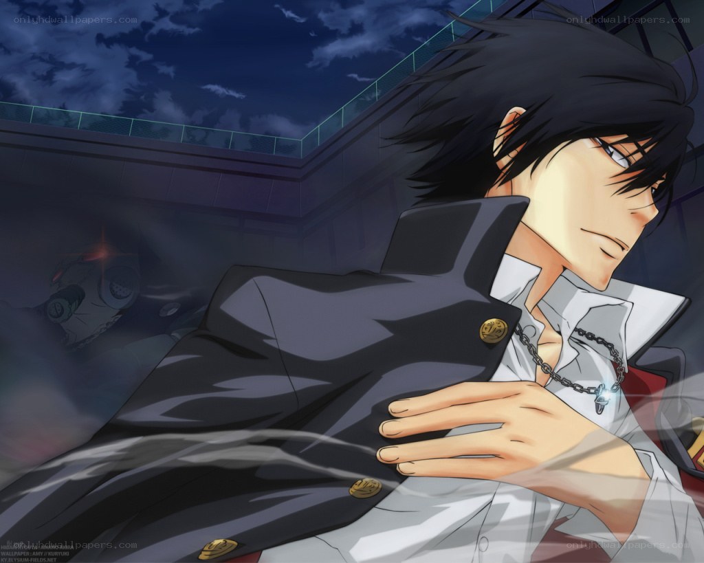 Anime character on rooftop at night