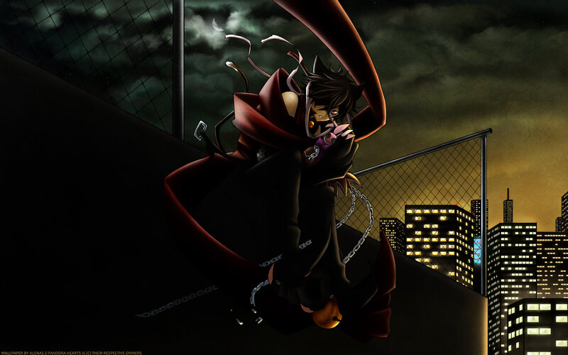 anime character on rooftop at night