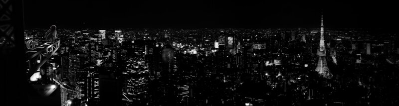Anime Character on Rooftop — Black, Dramatic, Night, Cityscape