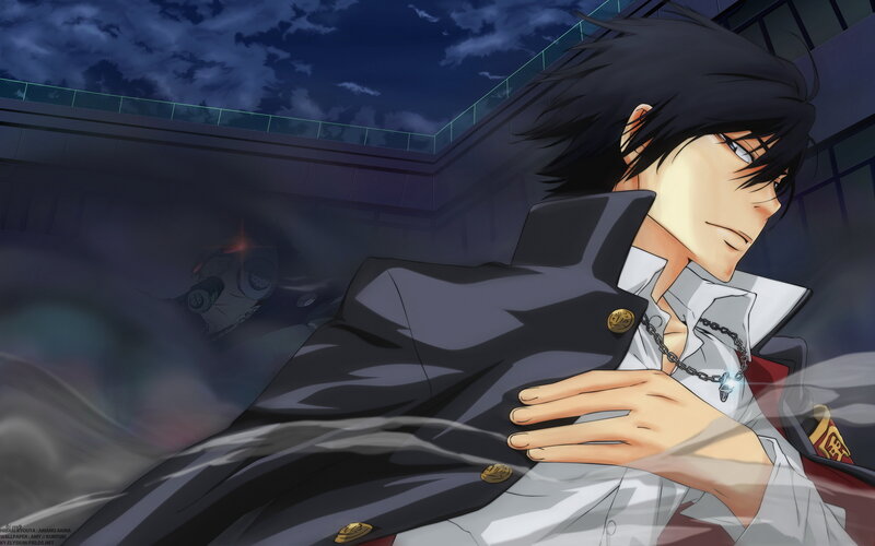 Anime Character on Rooftop — Black, Dramatic, Night, Night Sky