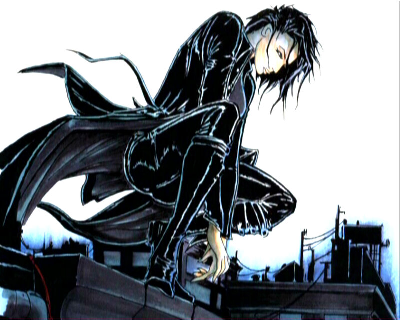 Anime Character on Rooftop — Black