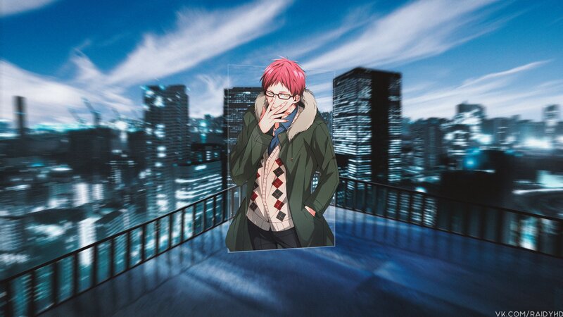 Anime Character on Rooftop — Blue, Dramatic, Night