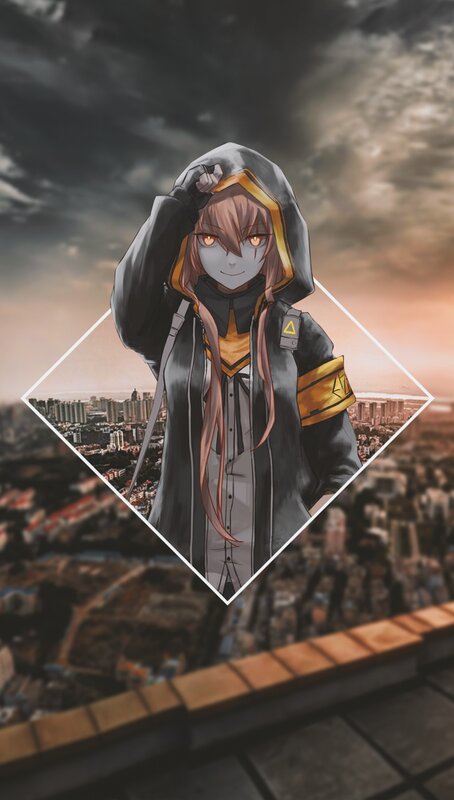 Anime Character on Rooftop — Gray, Dramatic, Sunset
