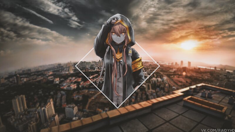 Anime Character on Rooftop — Gray, Dramatic