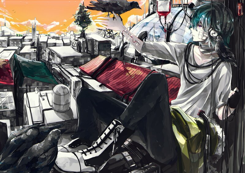 Anime Character on Rooftop — Orange