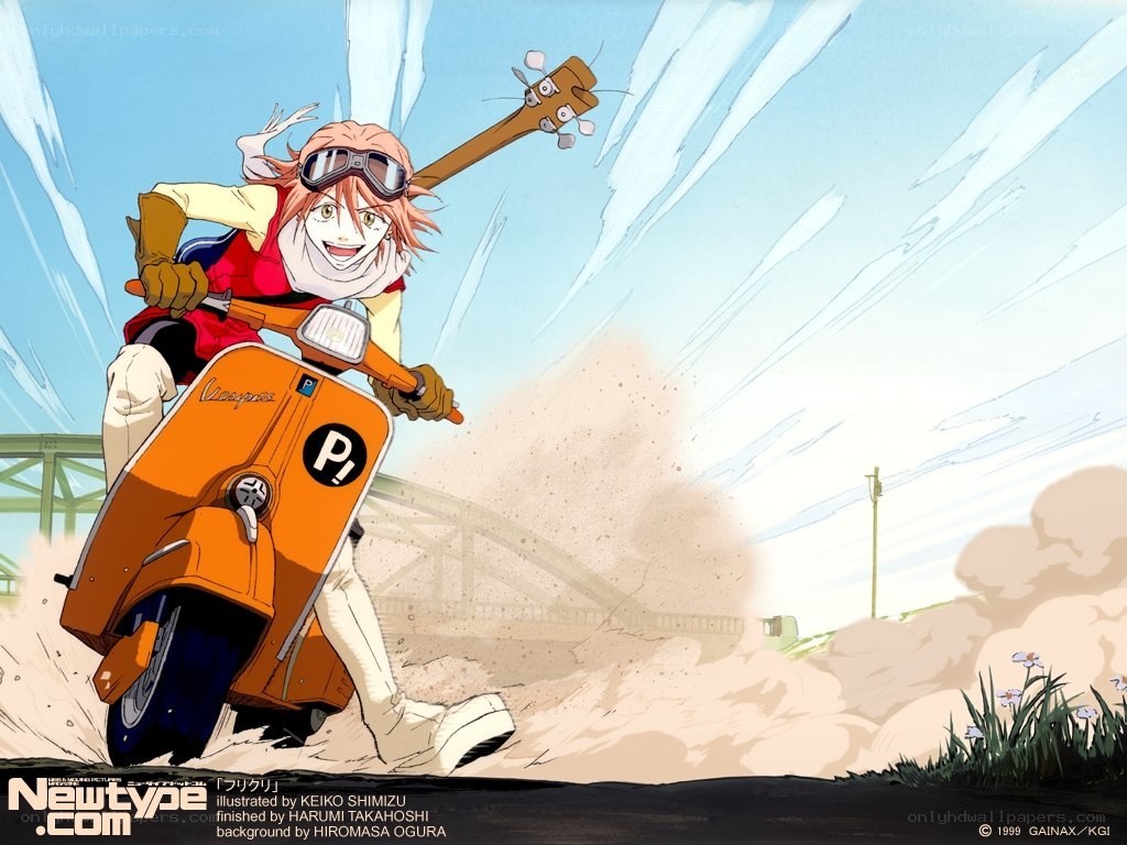 Anime character on scooter